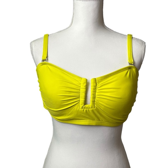 DKNY womens neon bandeau style bikini swim top size Large NWT - Picture 1 of 5